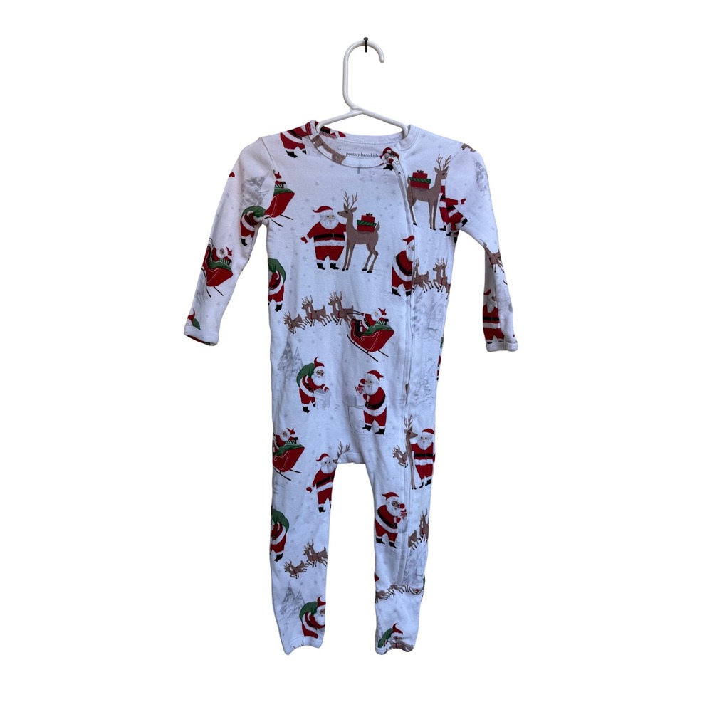 Pottery Barn‎ Kids Santa Reindeer Christmas Pajamas One-Piece Size 12-18 Months